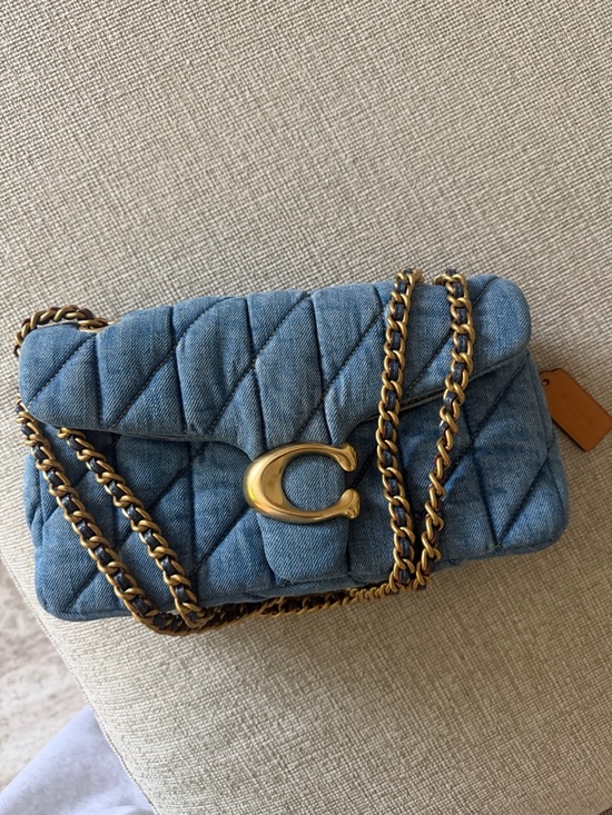 Coach Handbags - Coach Quilted Denim Shoulder Bag in Light Blue with Gold Hardware